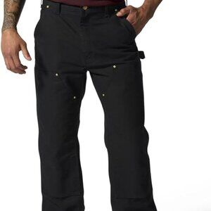 Carhartt Mens Firm Duck Double- Work Utility Pants, Black, 34W x 34L US